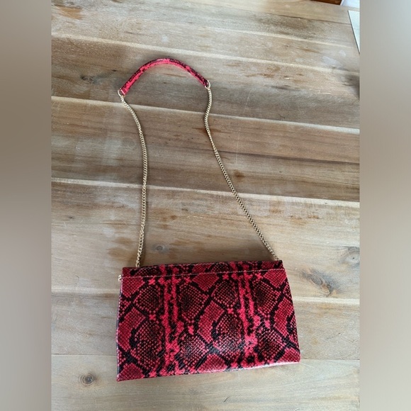 Lulus Red Python Crossbody Clutch Purse - Picture 2 of 8